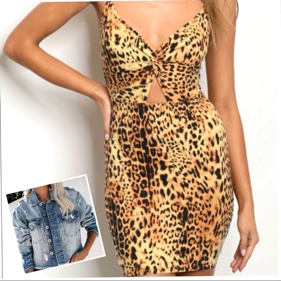 ✨”IN THE WILD”✨BODYCON ANIMAL LEOPARD PRINT DRESS-SLIP-TUNIC NEW - Picture 3 of 6